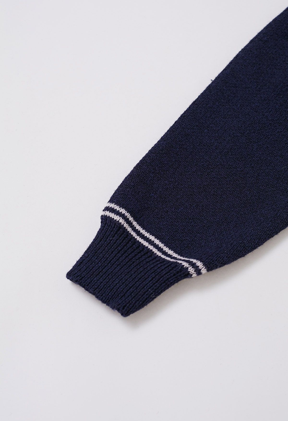 Newport Letter Crew Neck Oversized Knit Sweater in Navy