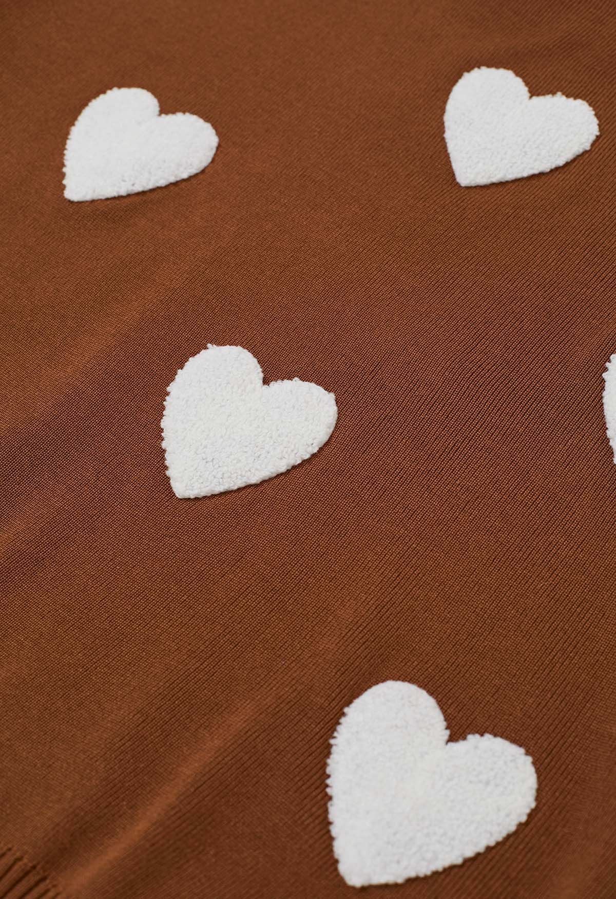 Heart Patch Knit Sweater and Pants Set in Rust