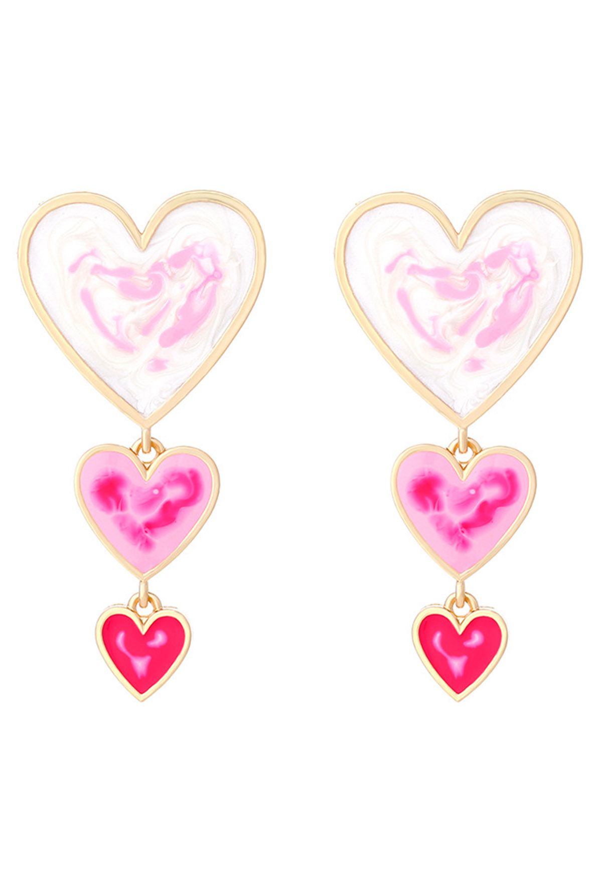 Multilayer Ombre Heart Oil Spill Enamel Earrings