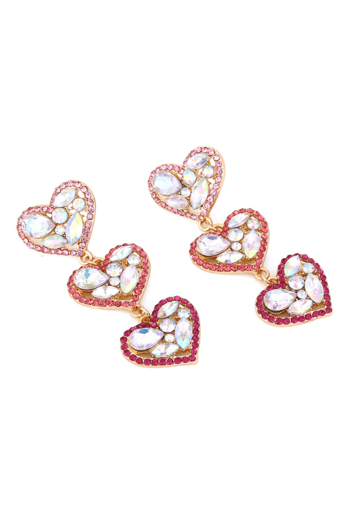 Ombre Pink Heart Drop Earrings