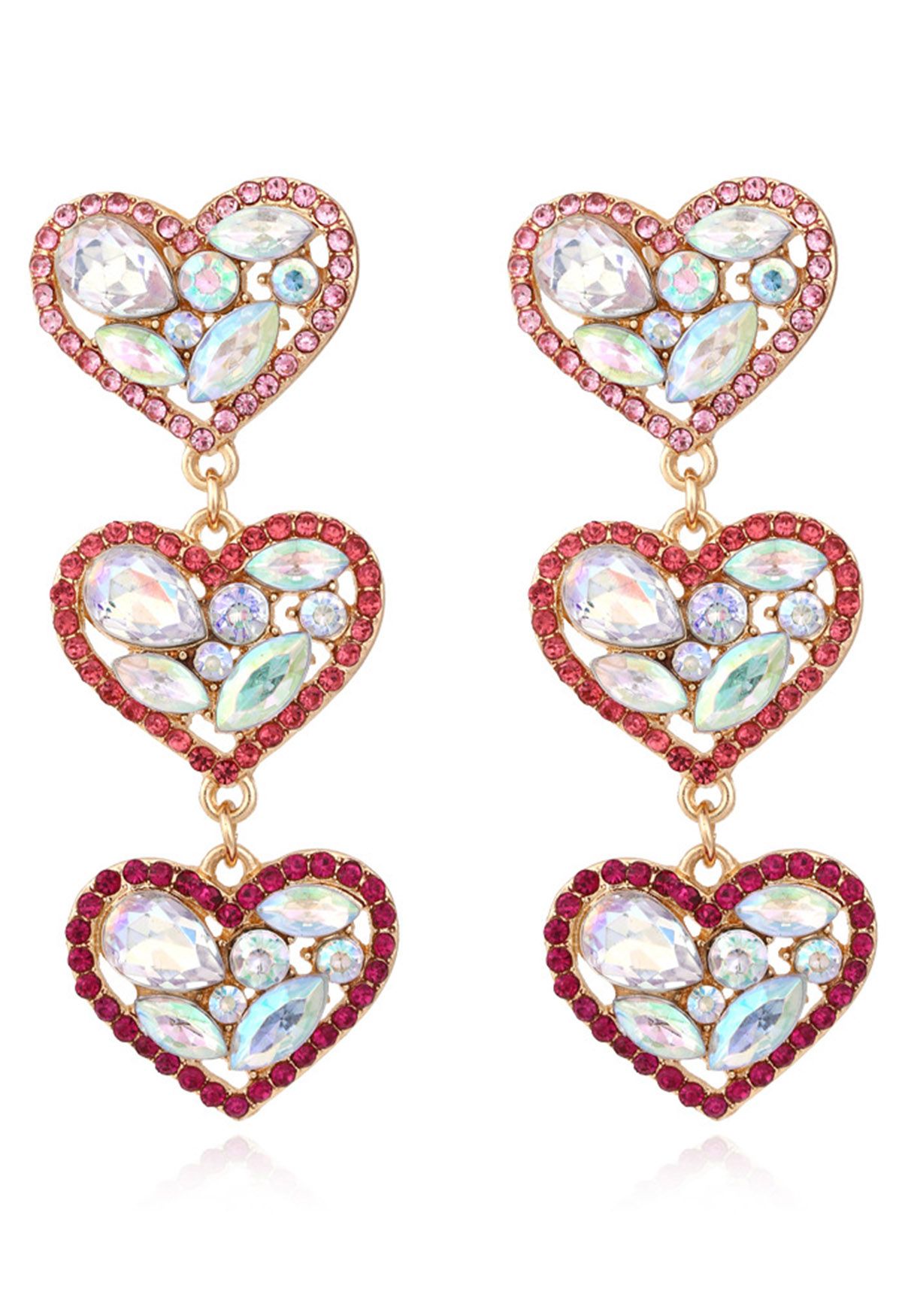 Ombre Pink Heart Drop Earrings