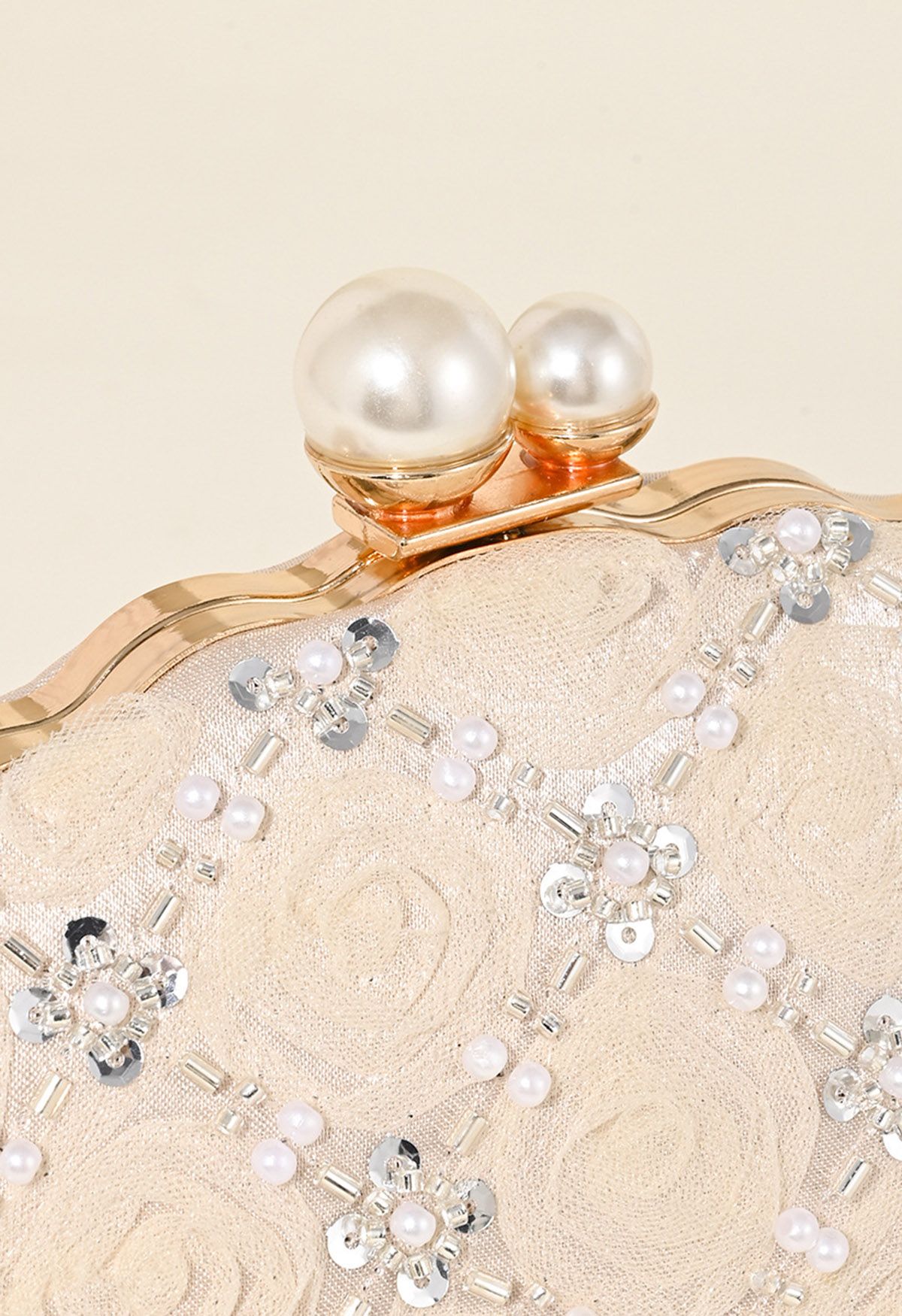 Rose Diamond-Shape Pearl Seashell Clutch