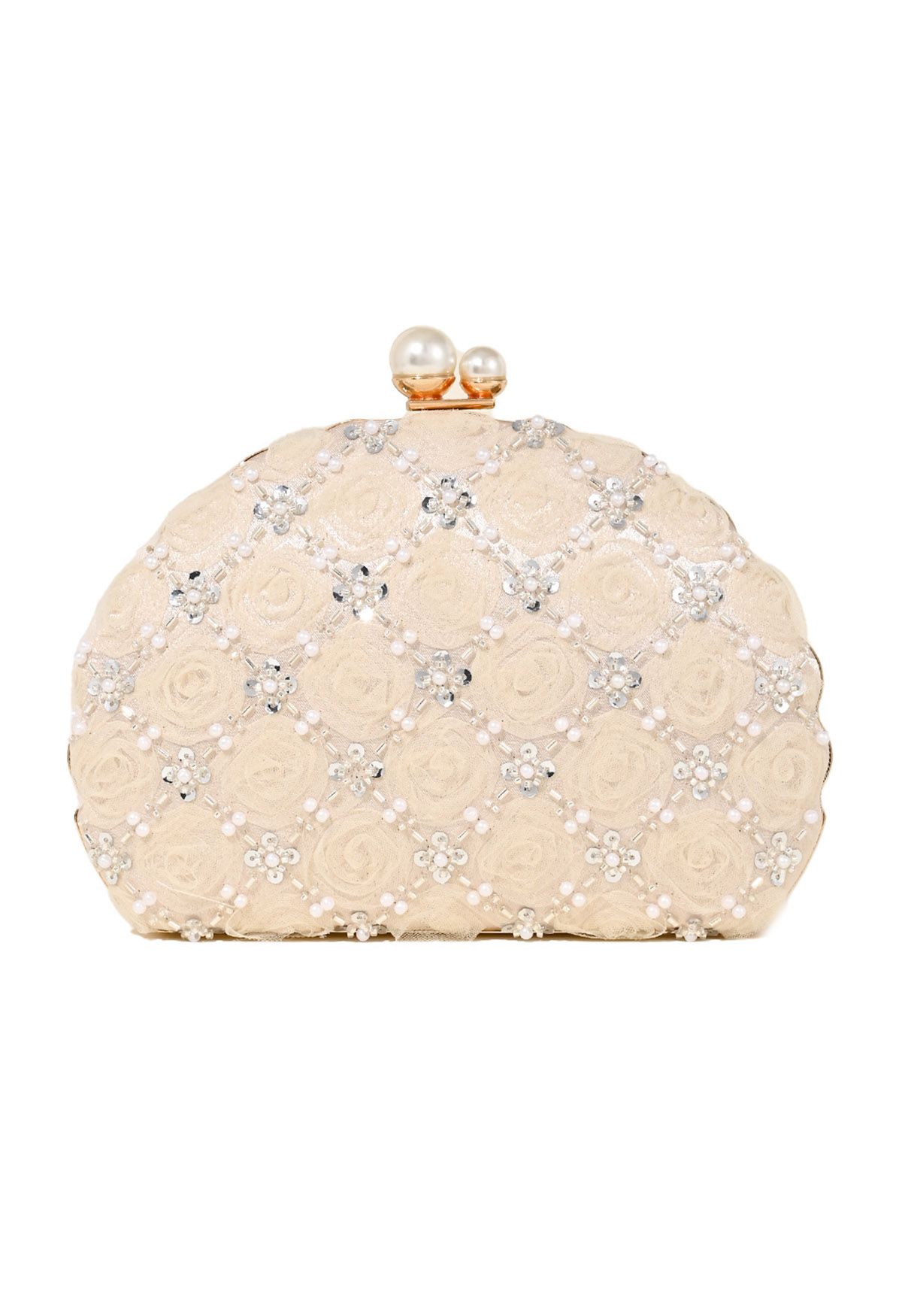 Rose Diamond-Shape Pearl Seashell Clutch