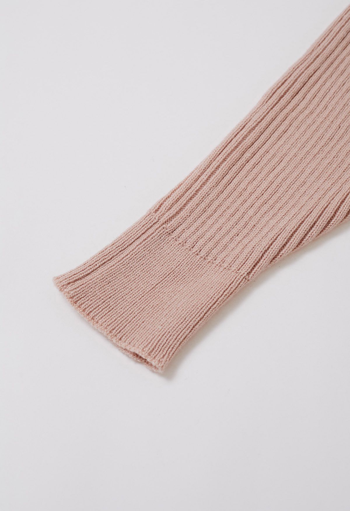 Boat Neck Ribbed Knit Top and Skirt Set in Pink