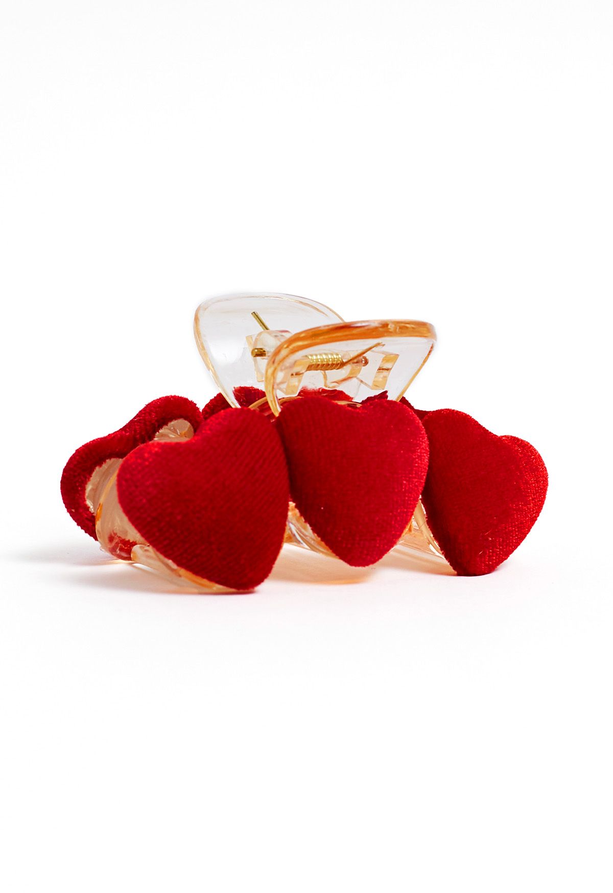 Velvet Heart Shape Hair Claw in Red