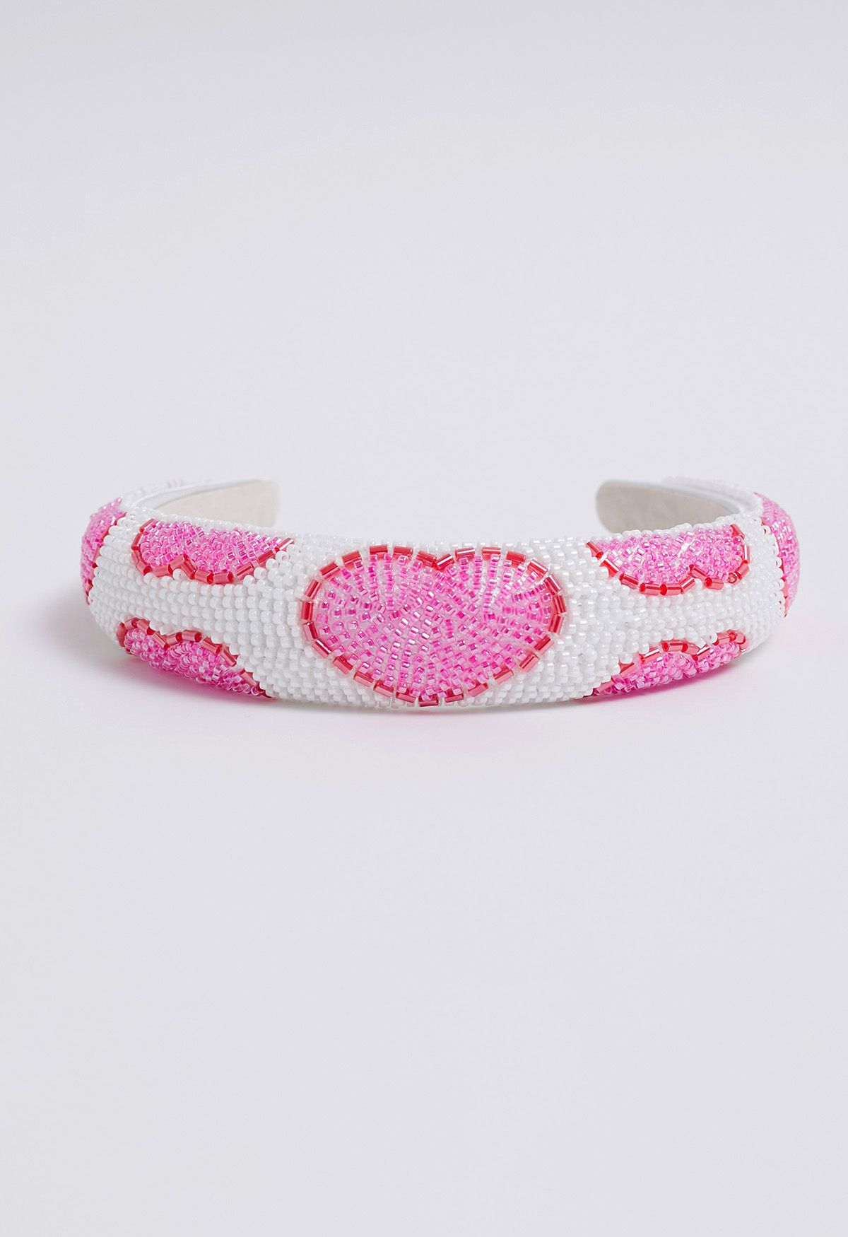 Heart Pattern Beaded Headband in Magenta