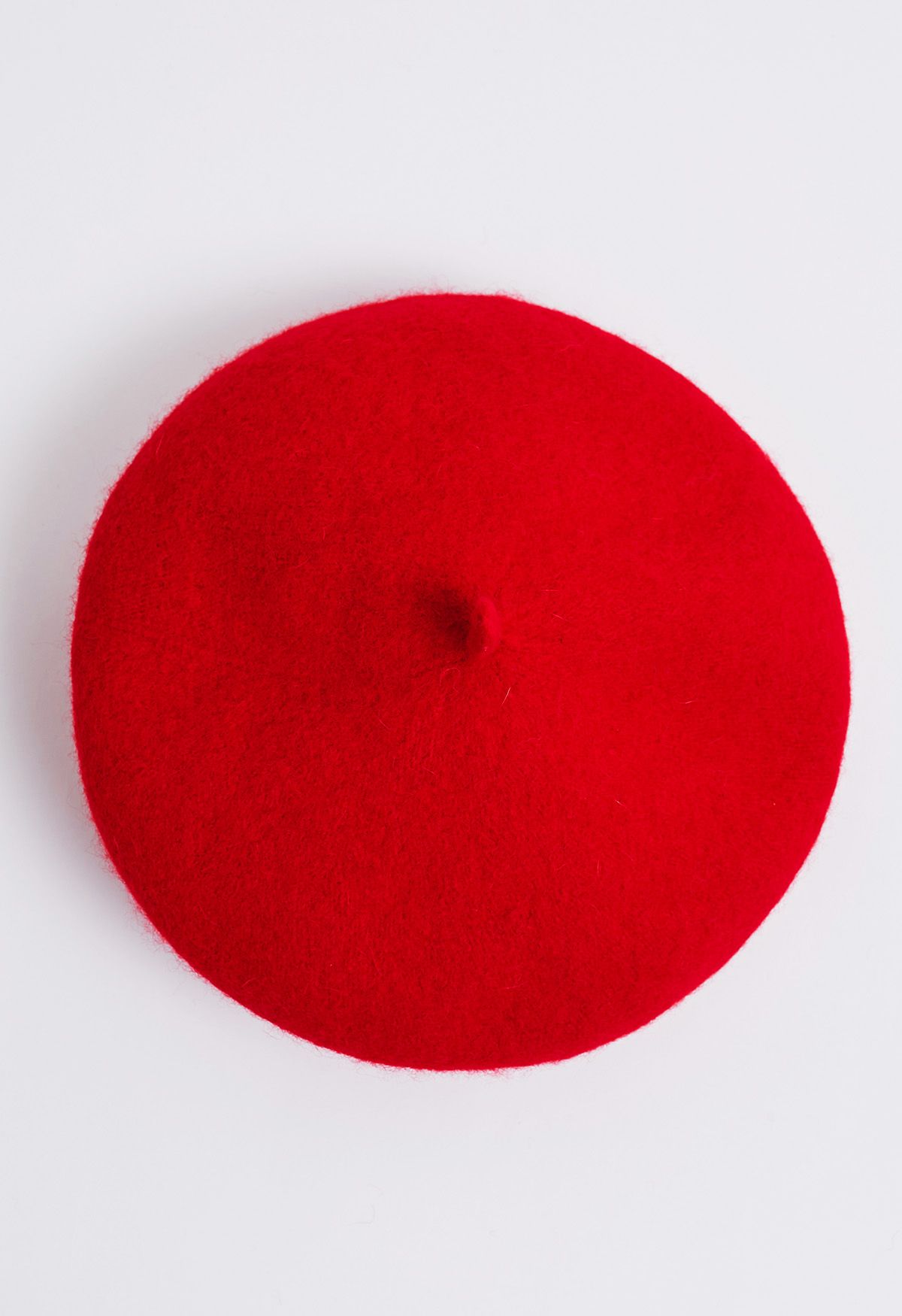 Embroidered Heart Wool-Blend Beret in Red