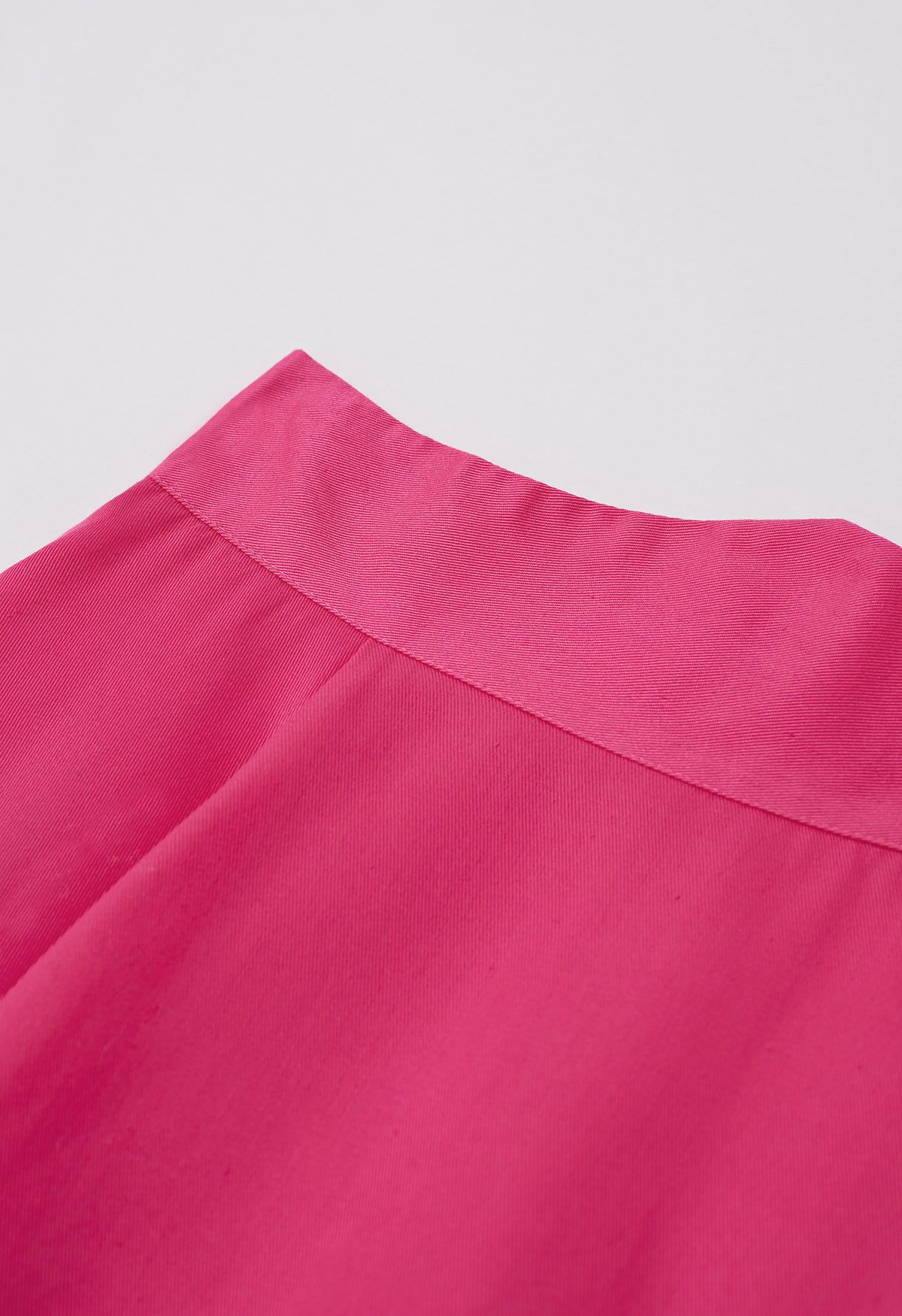 Solid Hot Pink High-Waist A-Line Midi Skirt