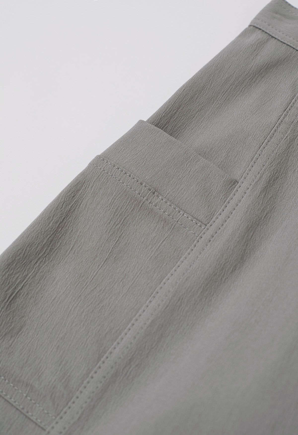 Side Patch Pockets Wide-Leg Pants in Grey