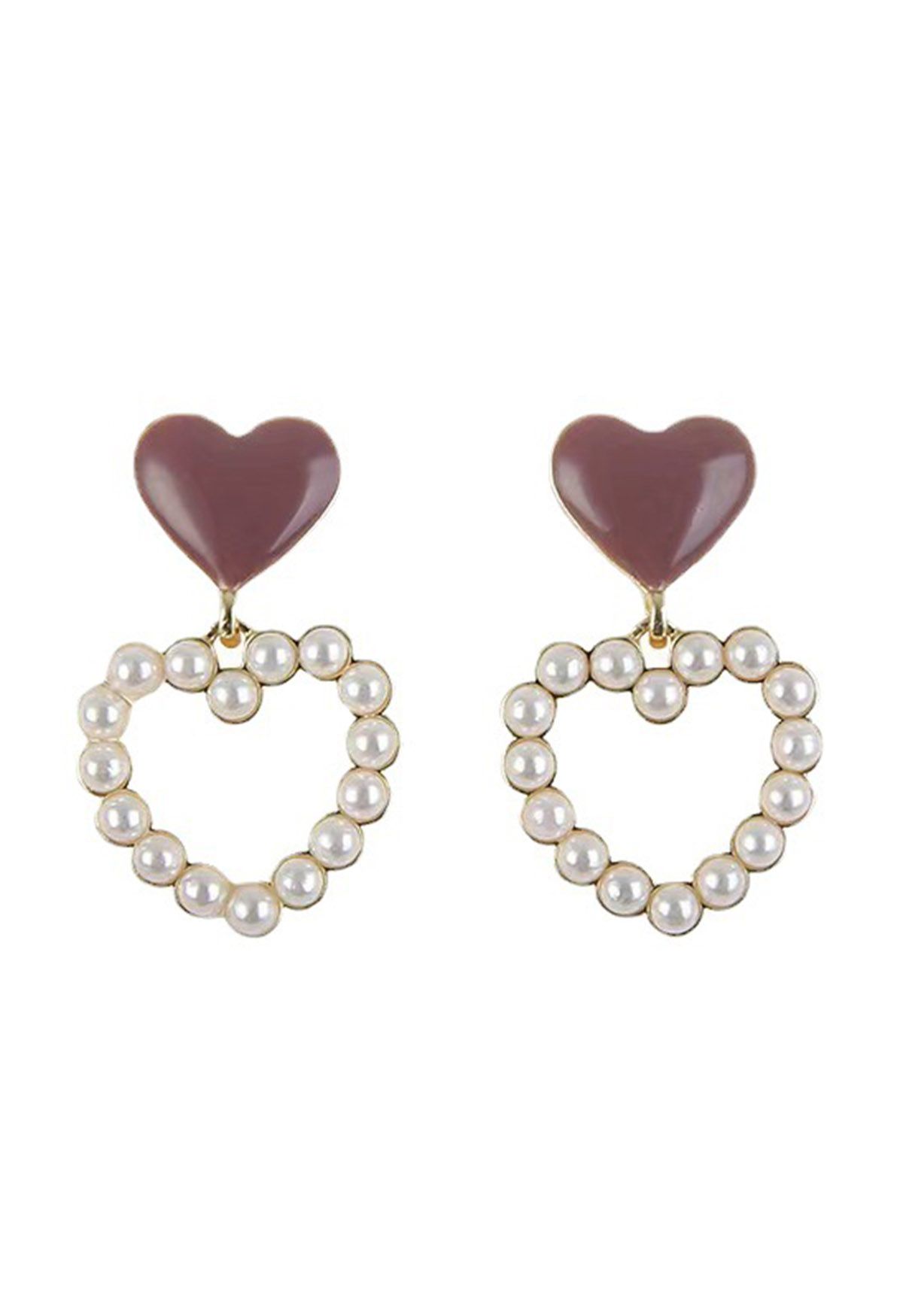 Double Hearts Drop Earrings