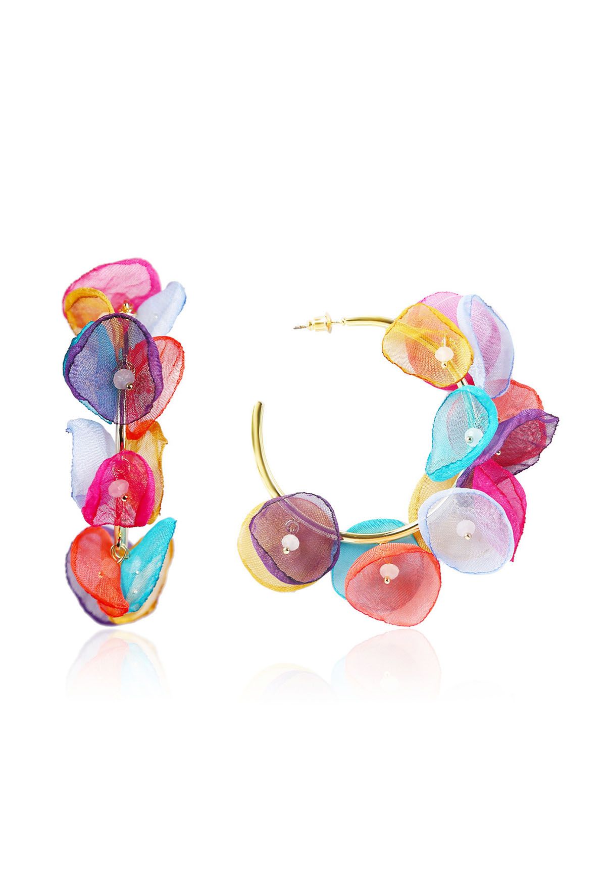 Multicolored Mesh Petals Hoop Earrings