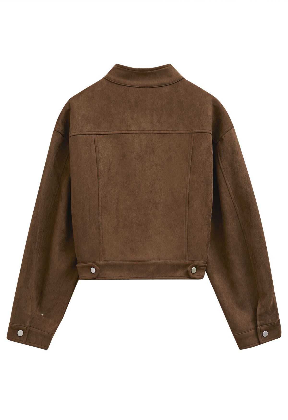 Snap Button Faux Suede Jacket in Chocolate