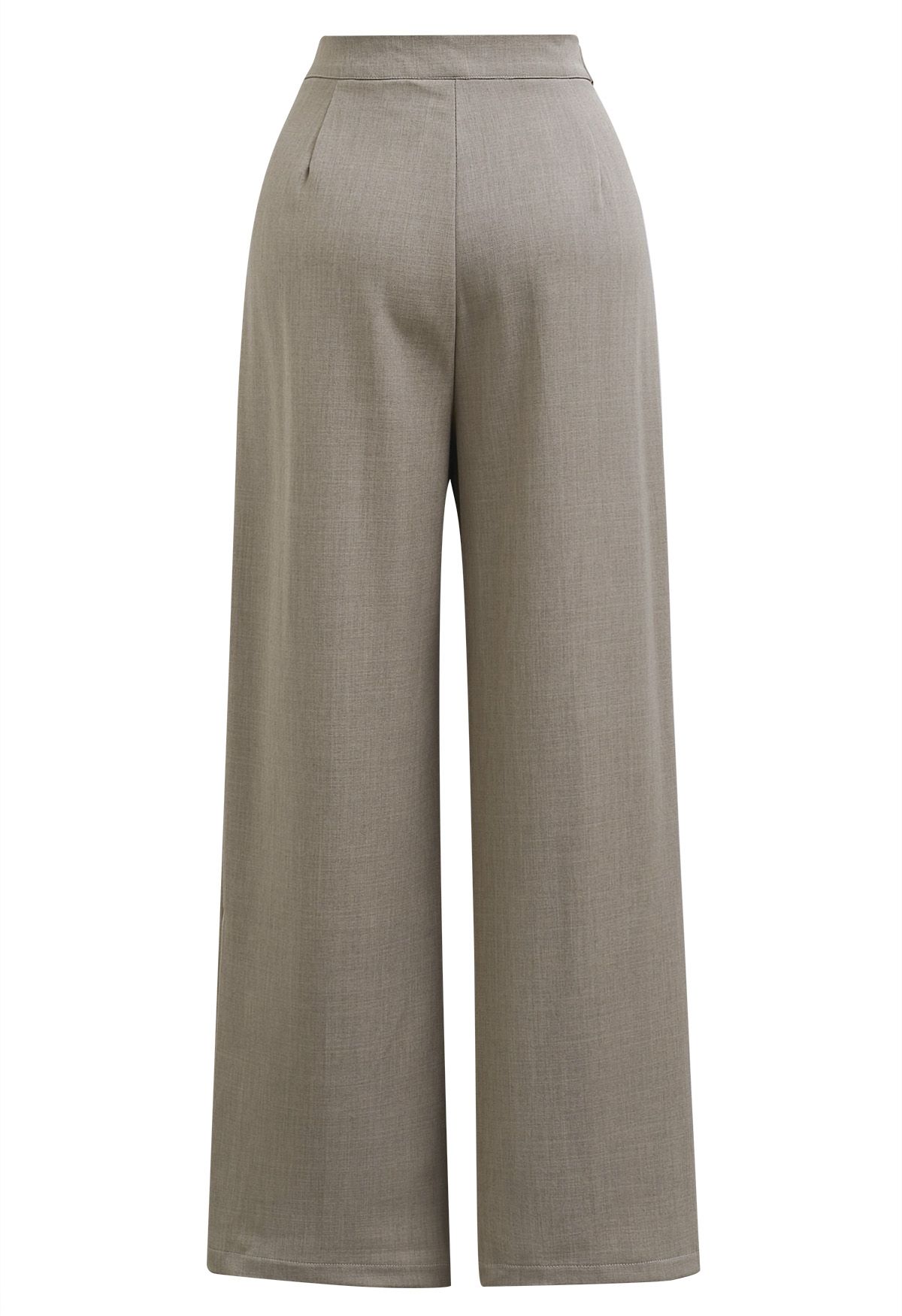 Solid Belted High Waist Wide-Leg Pants in Oatmeal