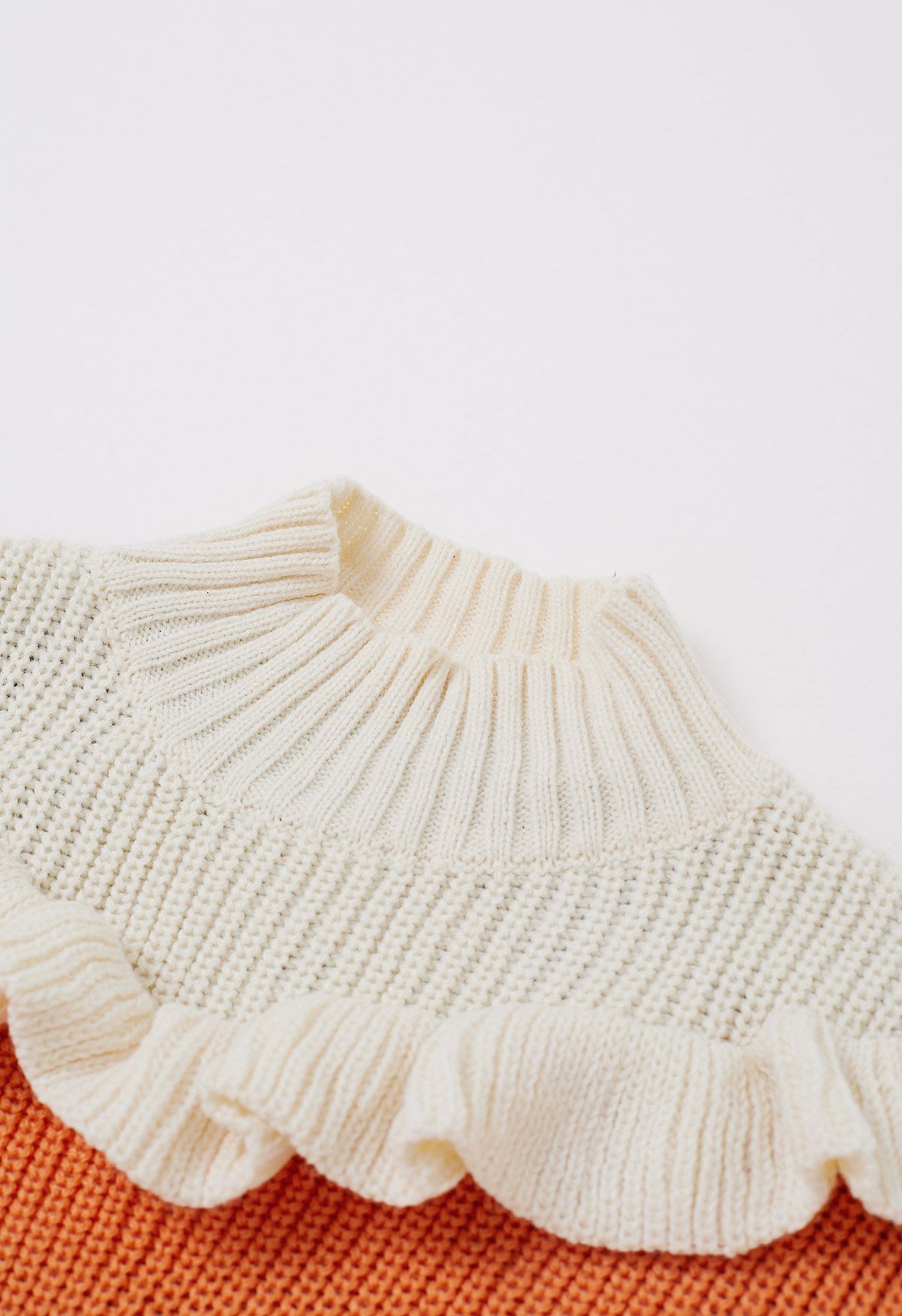 Color Block Ruffle Trim Knit Sweater