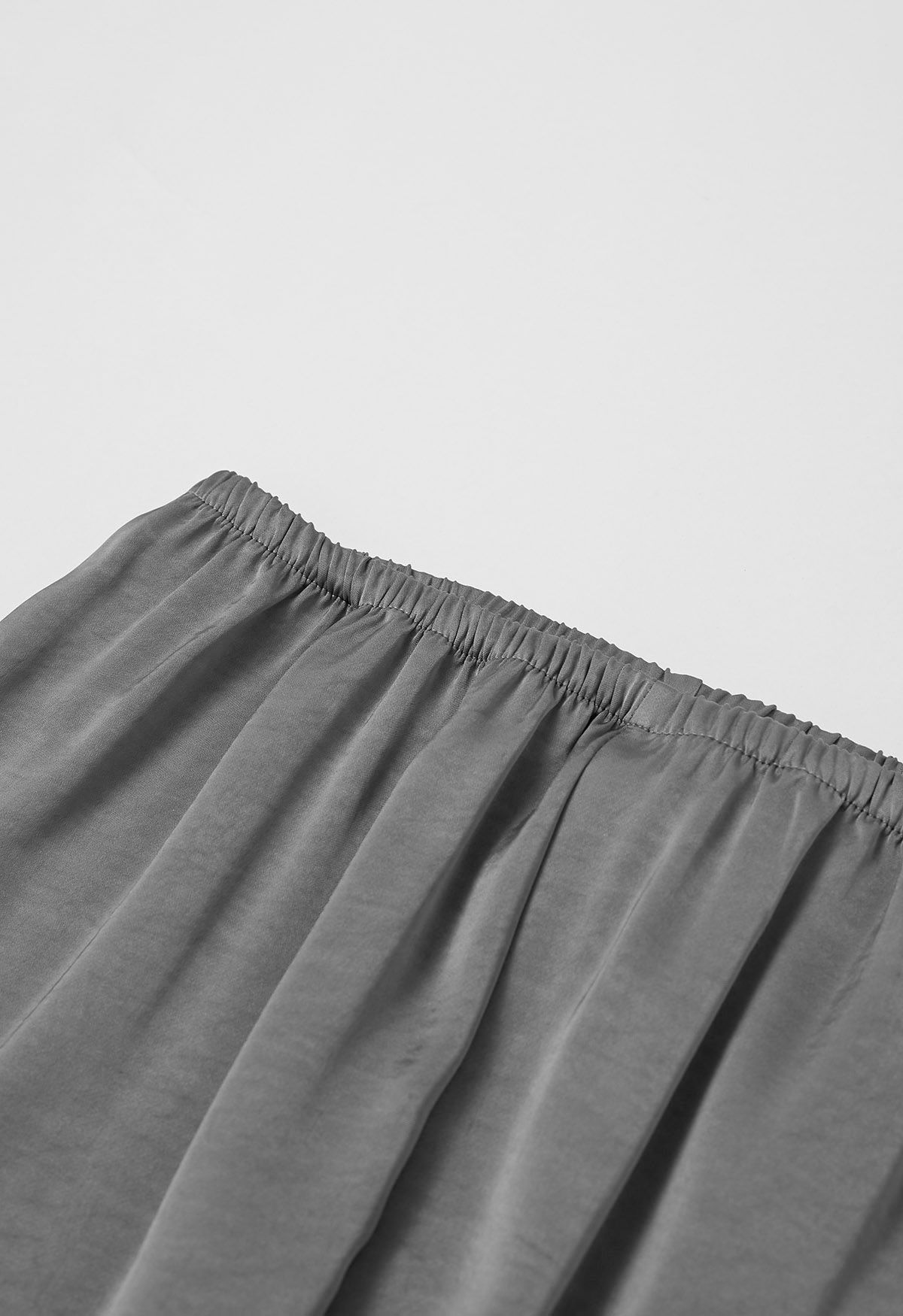 Smooth Satin Pull-On Pants in Grey