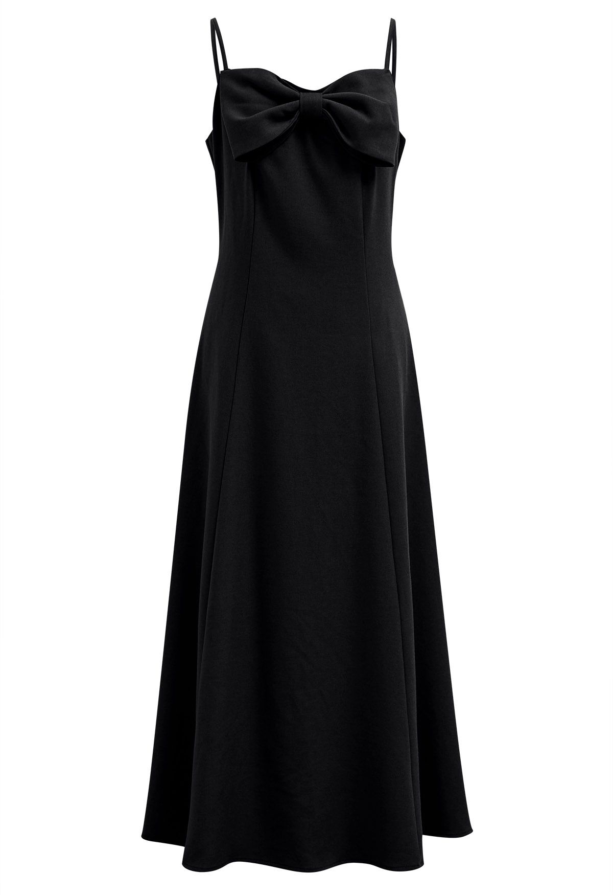 Bowknot Decor Seam Details Cami Dress in Black