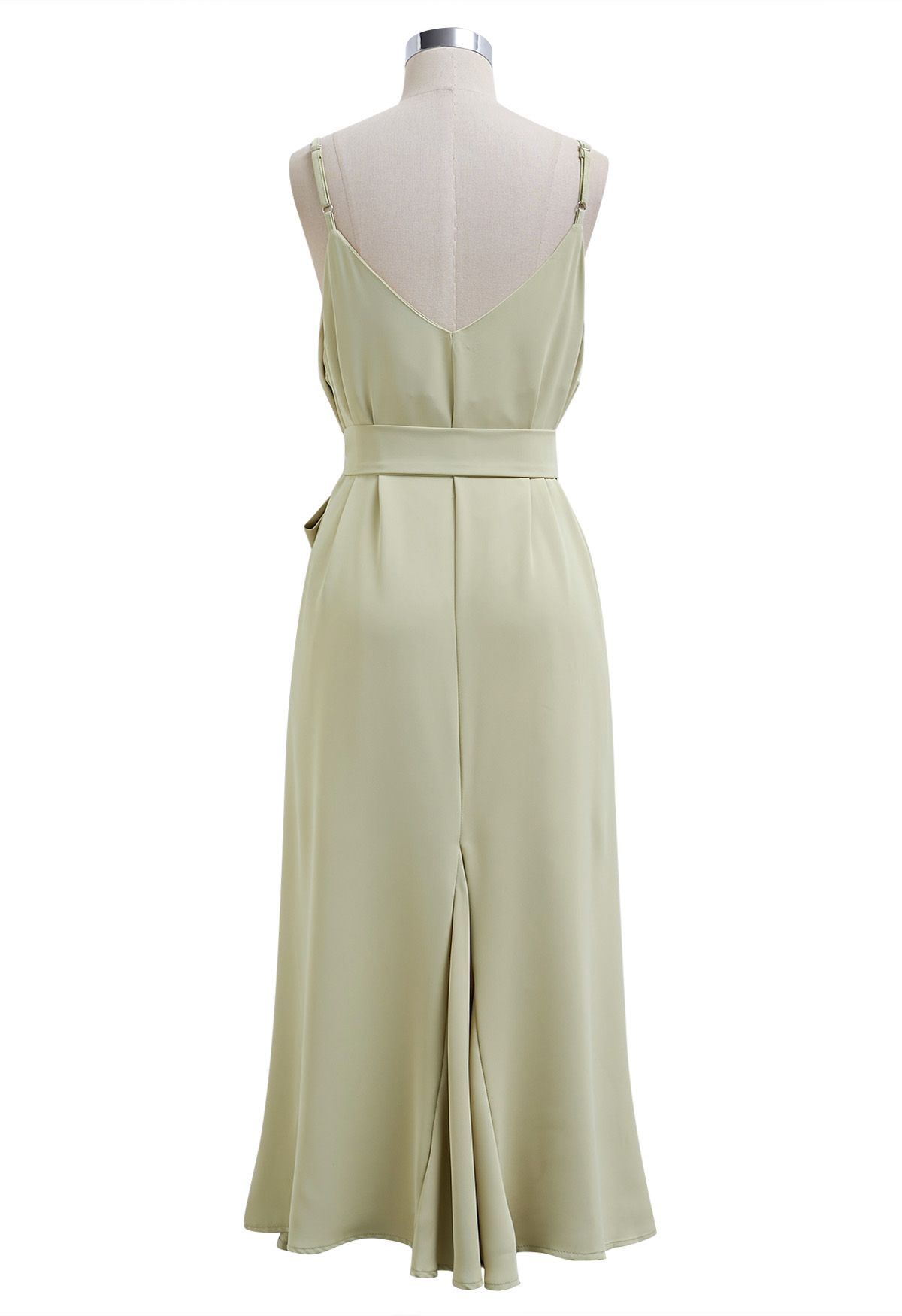 Plain Color Frilling Hem Cami Dress in Pistachio