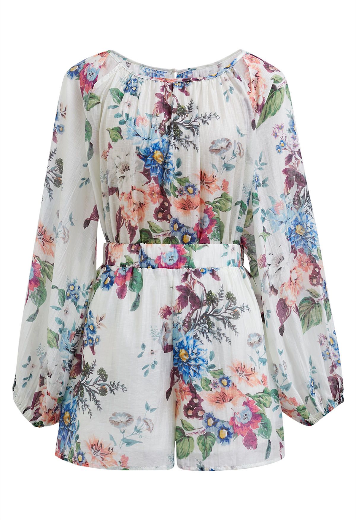 Gorgeous Garden Puff Sleeves Top and Shorts Set 