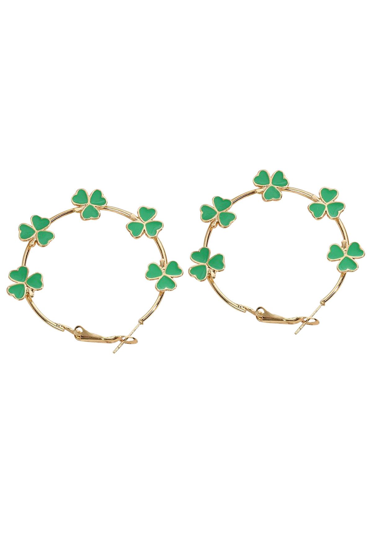 Lucky Clover Oil Spill Hoop Earrings in Gold