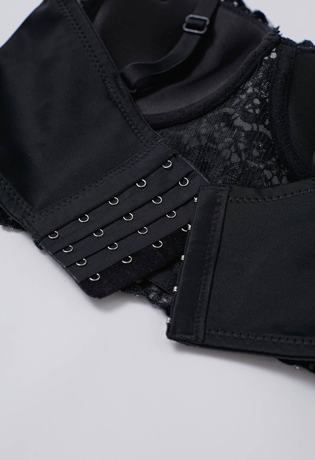 Rhinestone Lace Embroidered Bustier Mesh Crop Top in Black