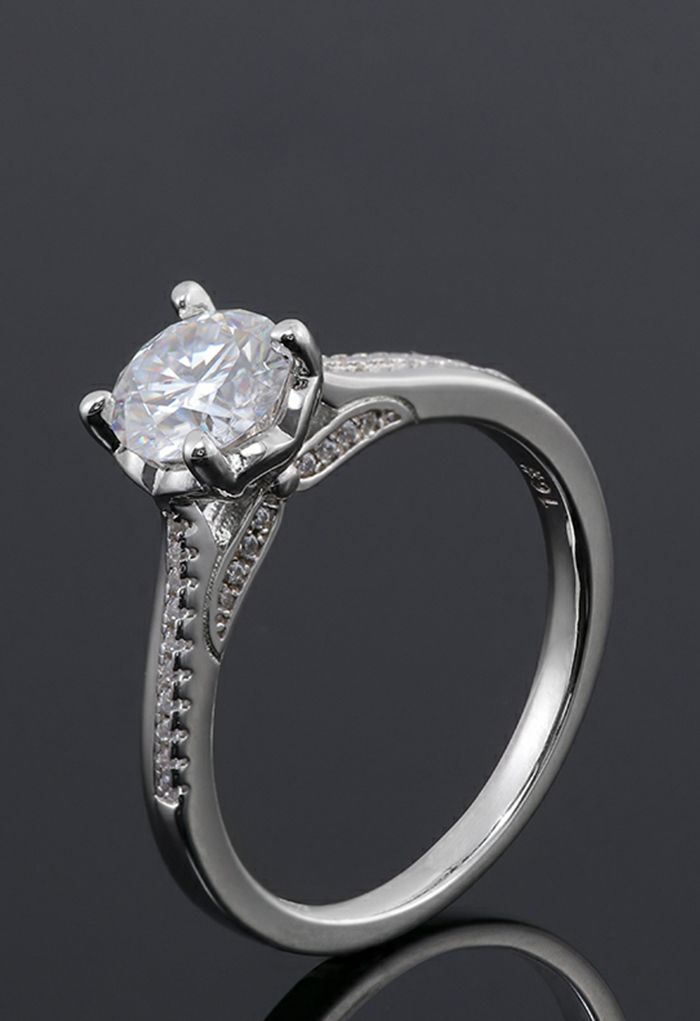 Diamond Trim Moissanite Diamond Ring