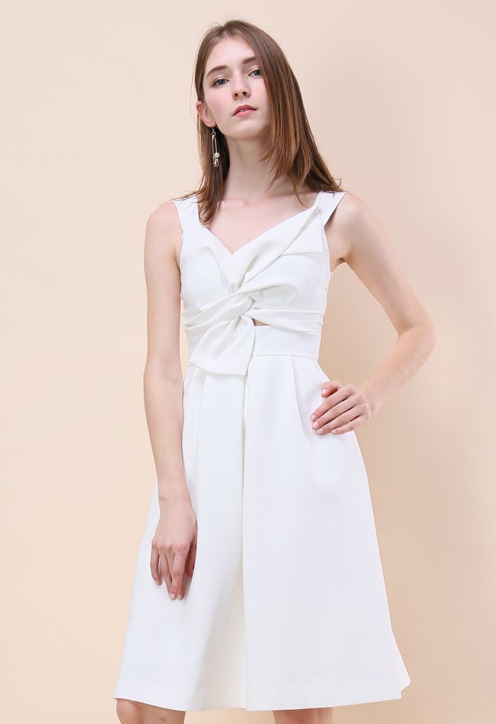 Nifty Knot Sleeveless Dress in White