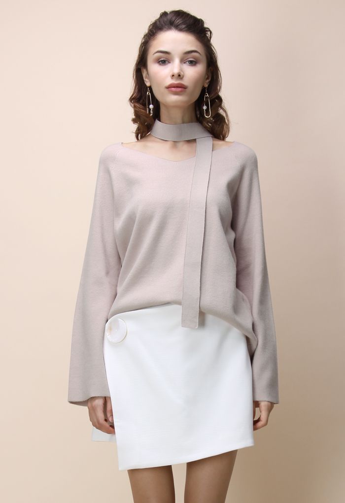 Soft Bell Sleeves V-neck Sweater in Pink