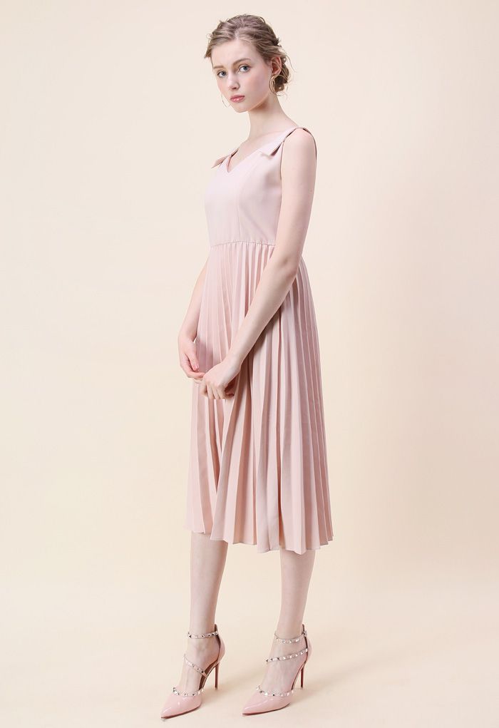 Felicity Comes Around Pleated Cami Dress in Pink 