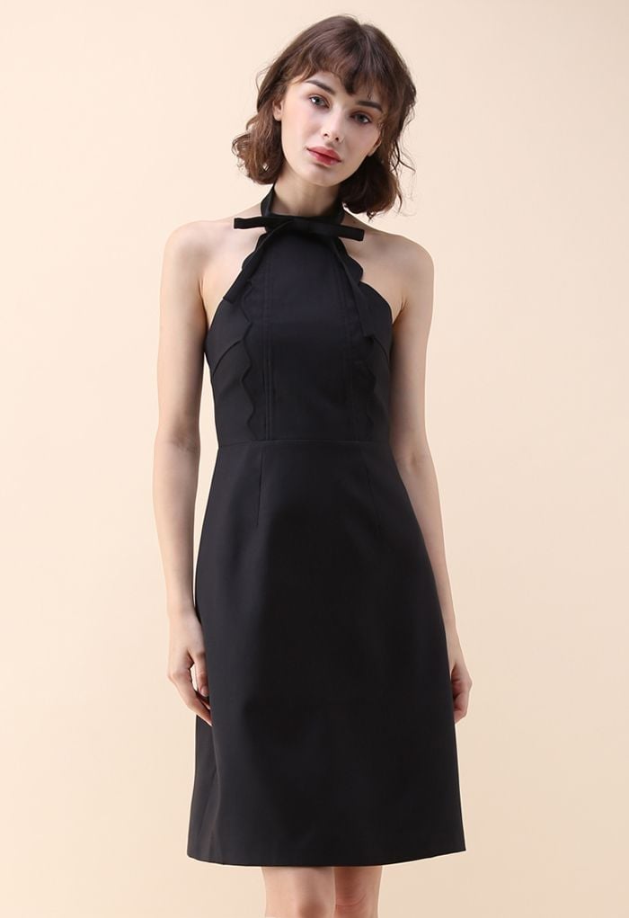 Latest Infatuation Halter Neck Dress in Black  