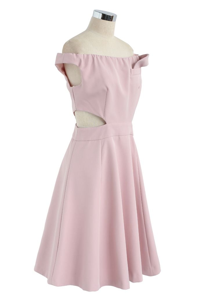 Keep on Dancing Off-Shoulder Dress in Candy Pink