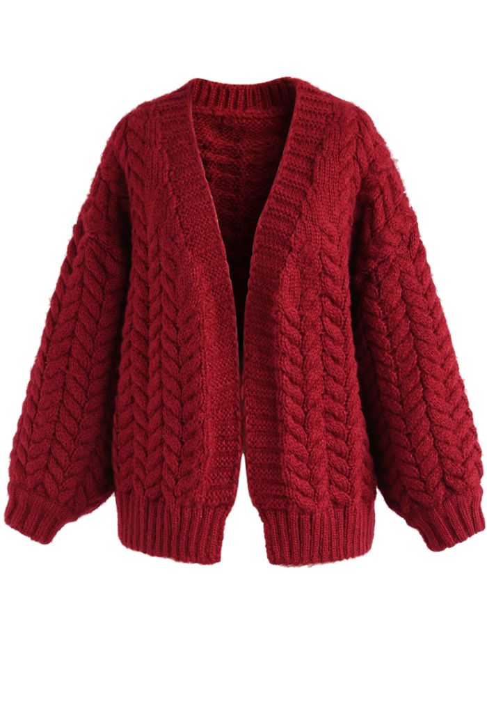 Nice to Knit You Chunky Cardigan in Red - Retro, Indie and Unique Fashion