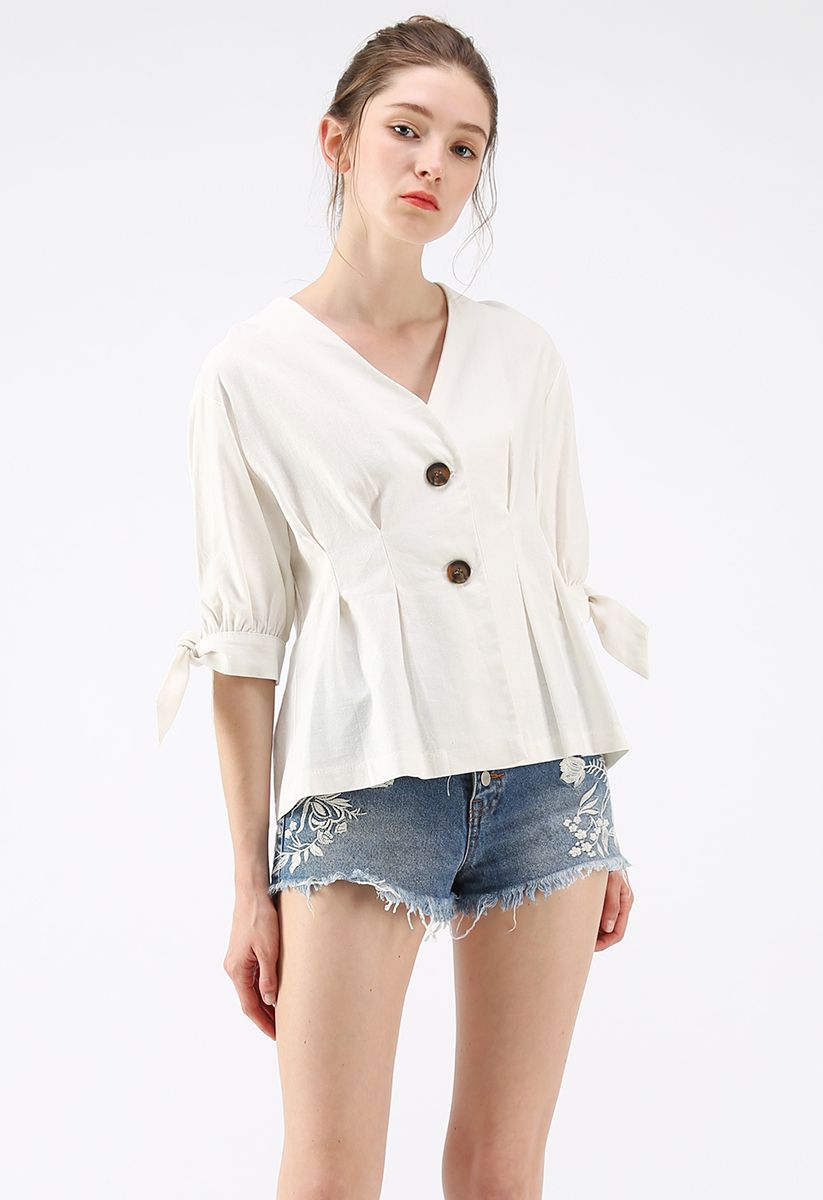 There Is A Light V-Neck Top in White 