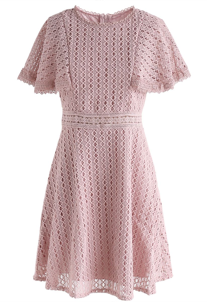 Crochet Me Grace Mini Dress in Pink