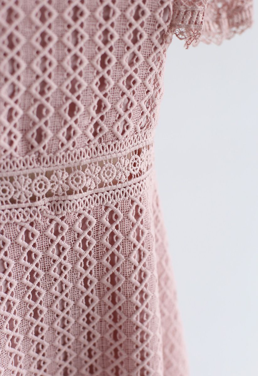 Crochet Me Grace Mini Dress in Pink