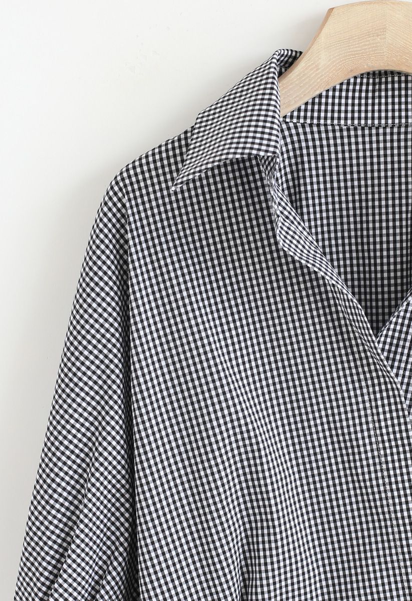 Wrap Up A Vacation Shirt in Black Gingham