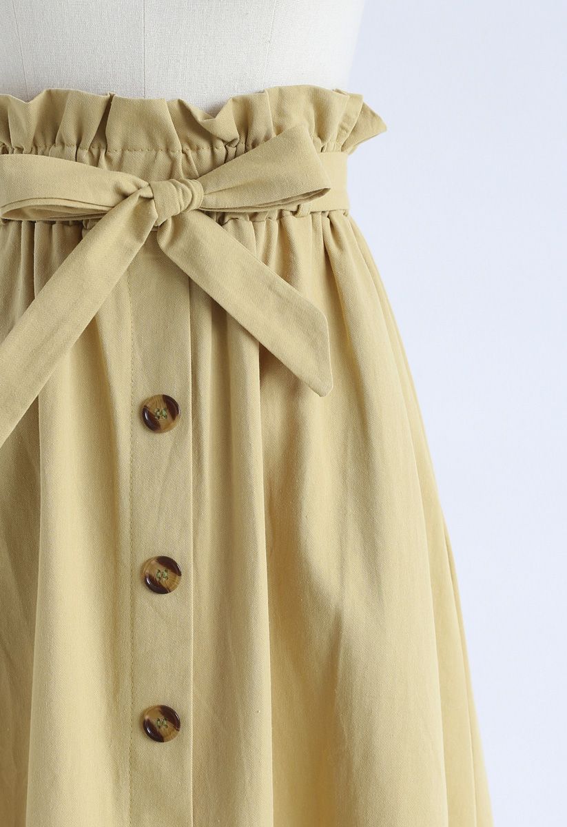 Truly Essential A-Line Midi Skirt in Mustard