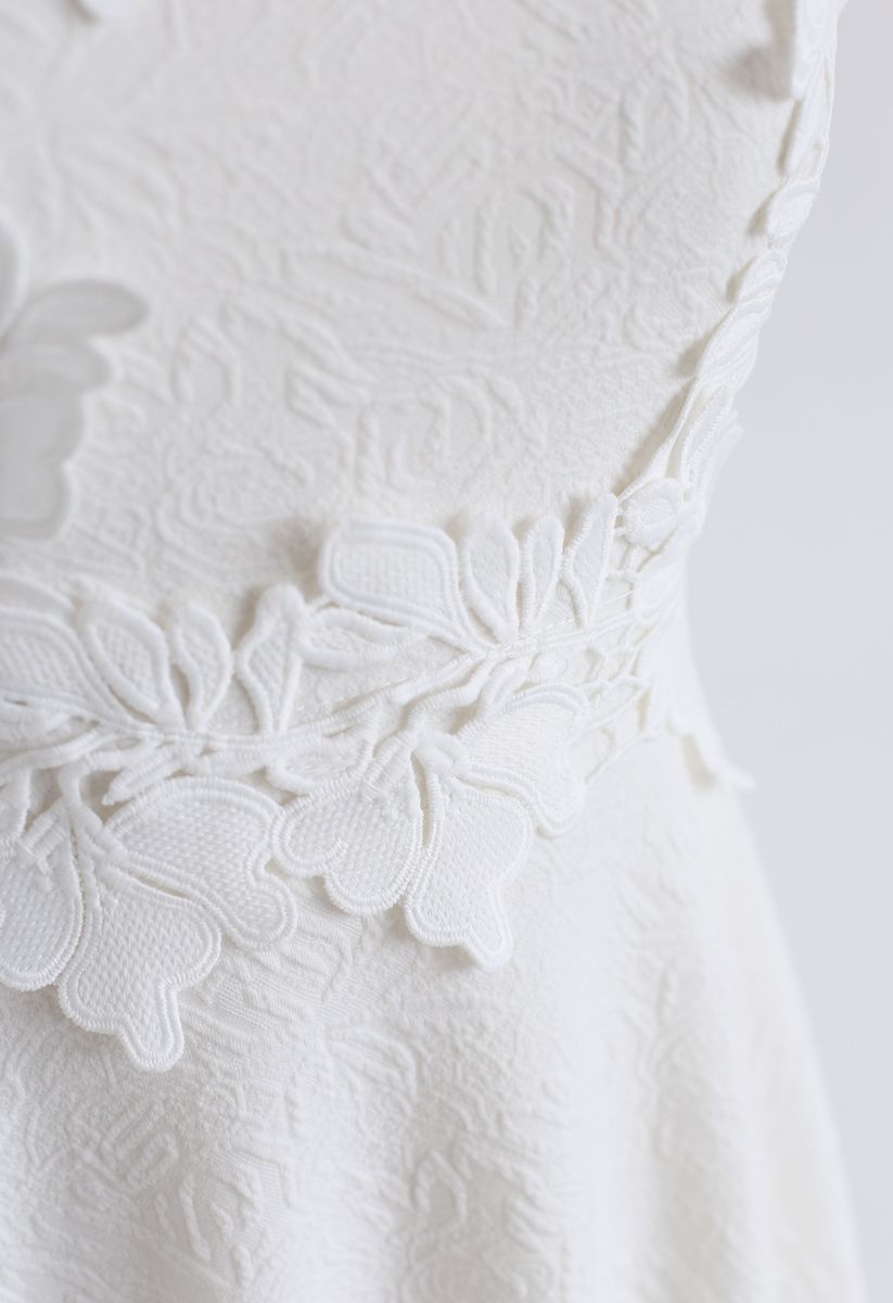 Over the Floral Crochet Sleeveless Dress in White