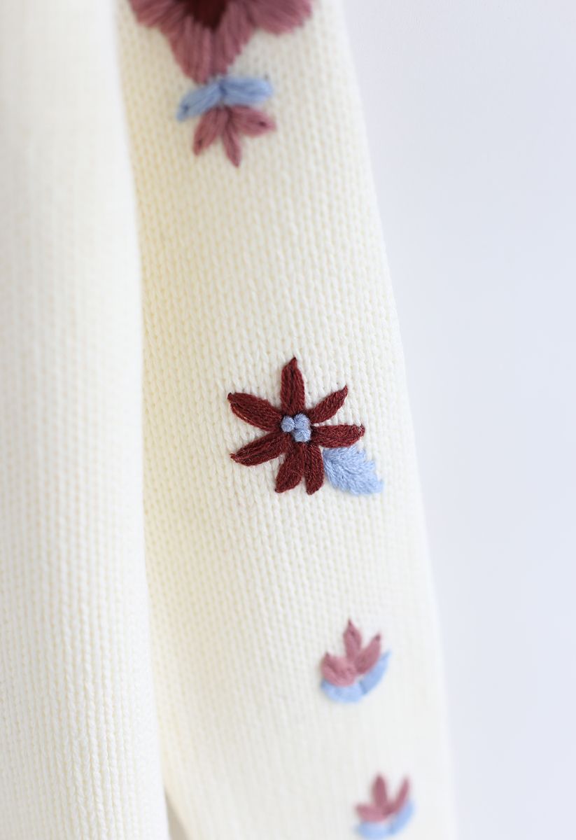 Add More Flowers Embroidered Sweater in Ivory