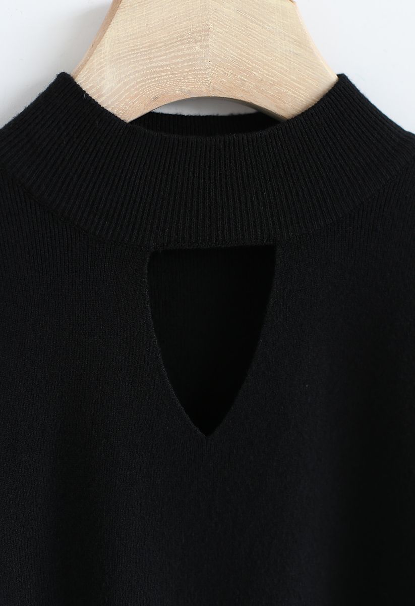 Dreamy Pearls Bubble Sleeves Knit Top in Black