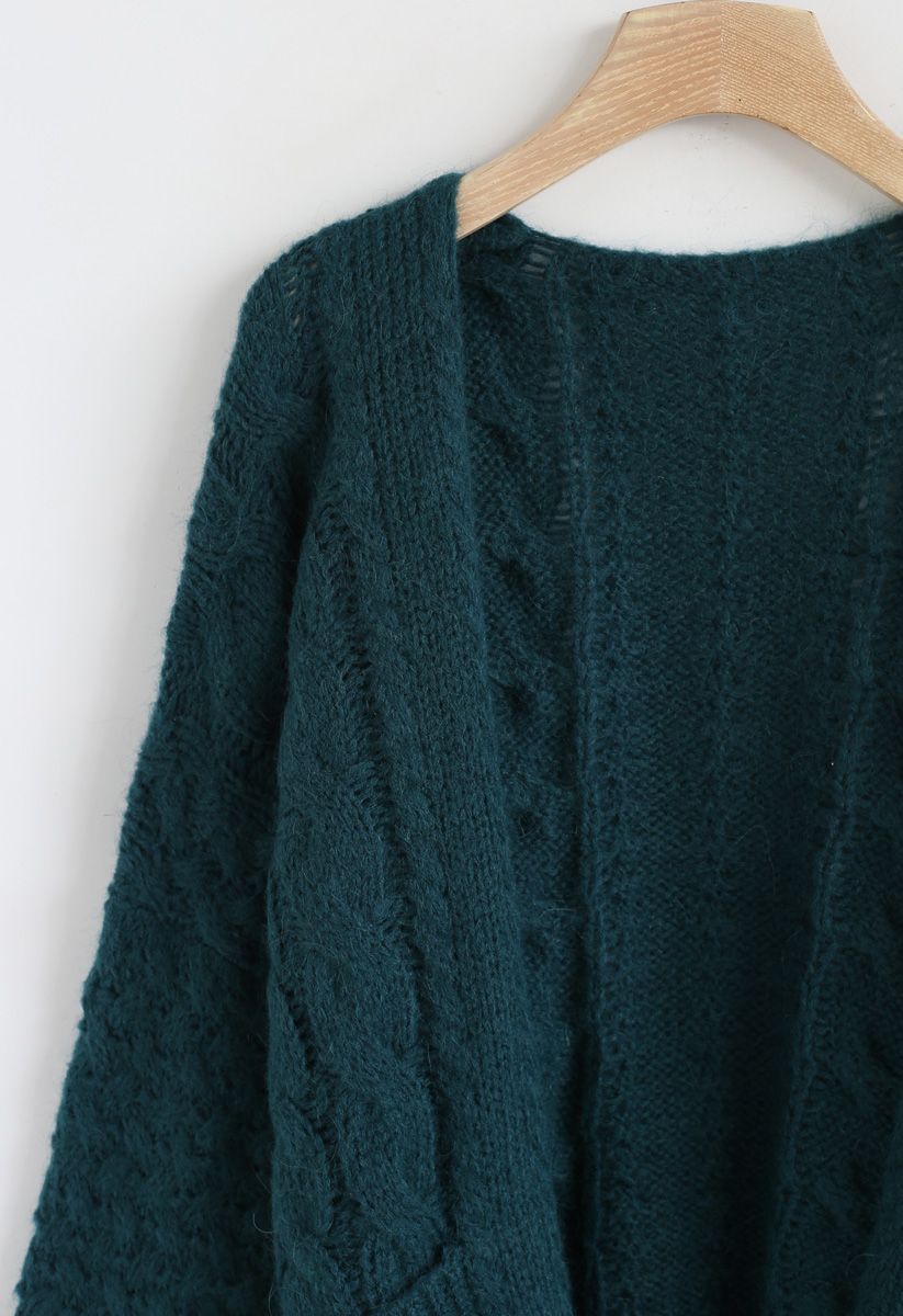 Back in Time Knit Cardigan in Dark Green