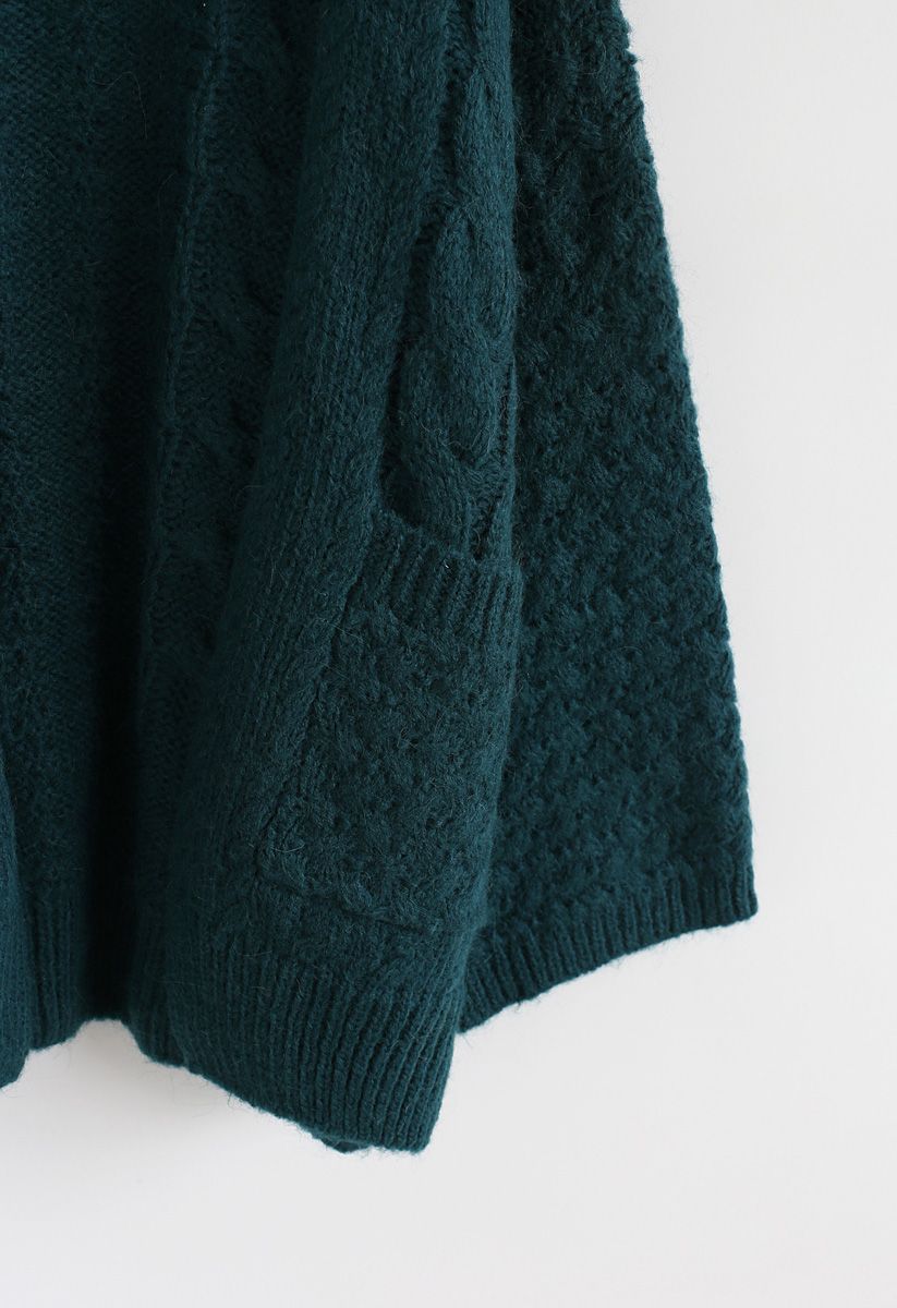 Back in Time Knit Cardigan in Dark Green