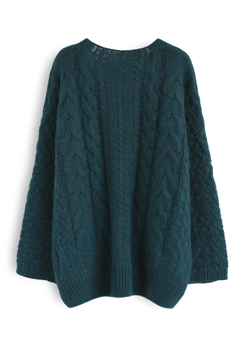 Back in Time Knit Cardigan in Dark Green