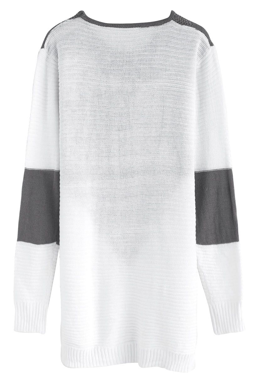 Color Blocking Longline Sweater in Grey