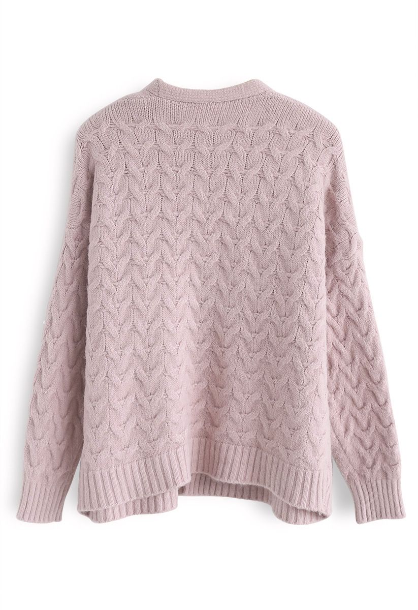 Looking at the Shining Pearls Knit Cardigan in Pink