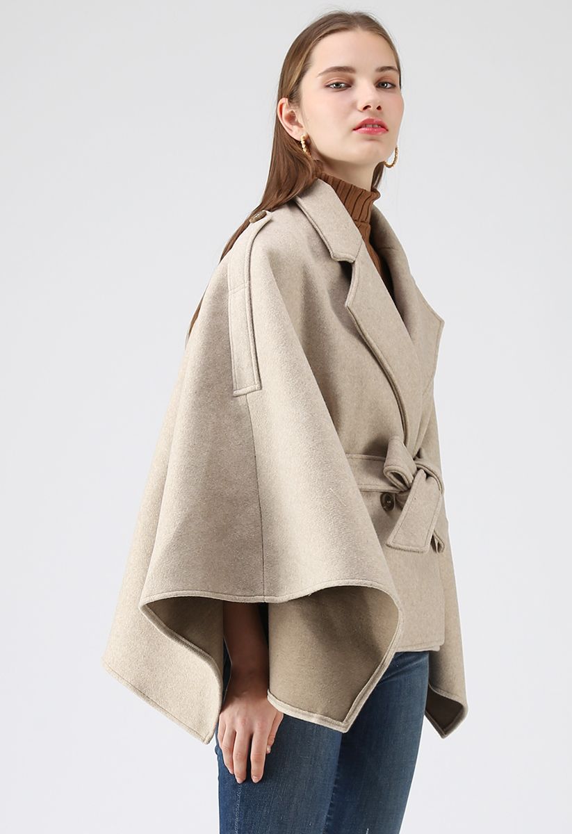 Just for Your Tenderness Cape Coat in Sand