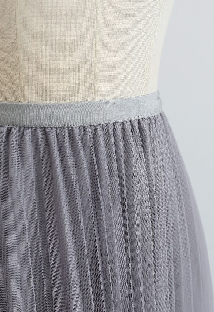 Call out Your Name Pleated Mesh Skirt in Dusty Blue - Retro, Indie and ...