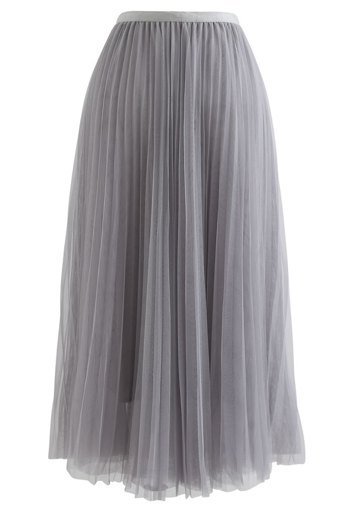 Call out Your Name Pleated Mesh Skirt in Dusty Blue