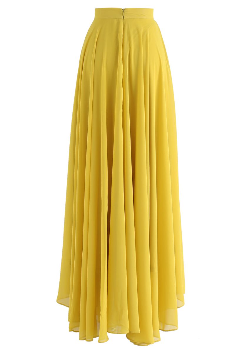 Timeless Favorite Chiffon Maxi Skirt in Mustard - Retro, Indie and ...