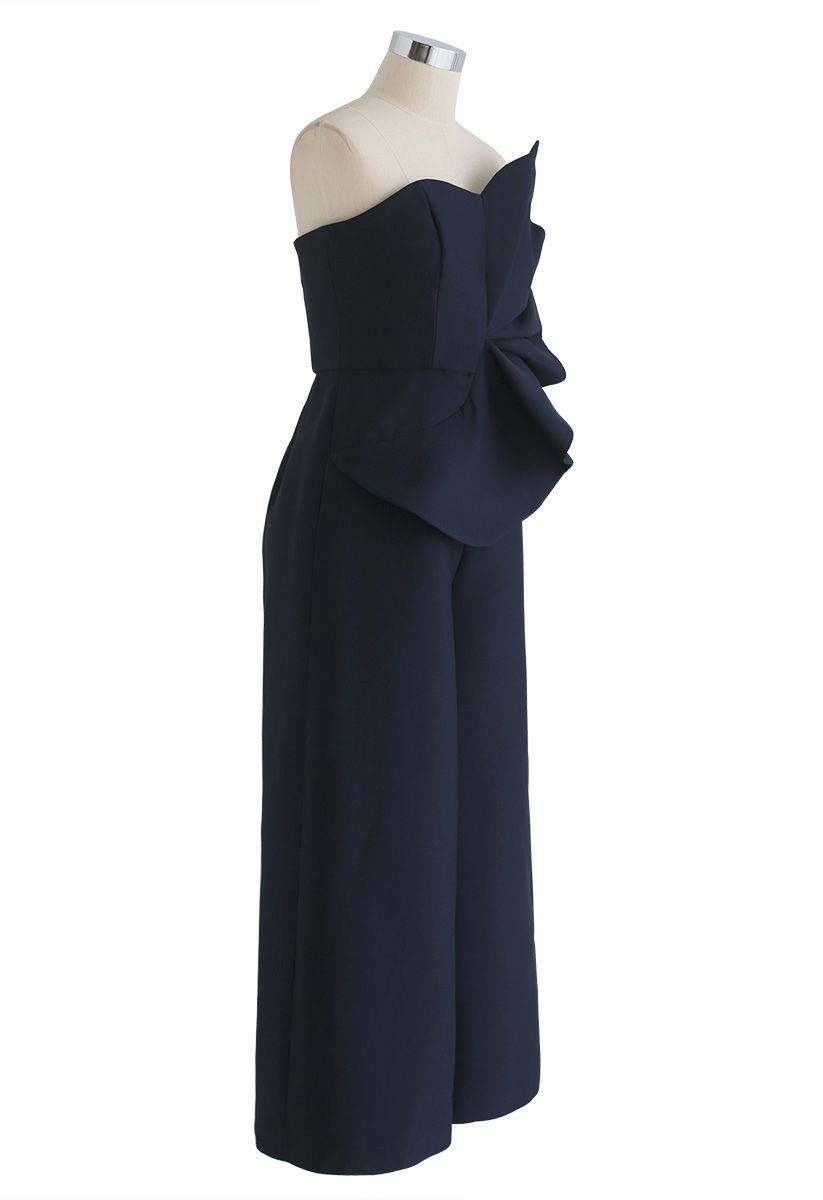 Go Out In Style Strapless Jumpsuit in Navy