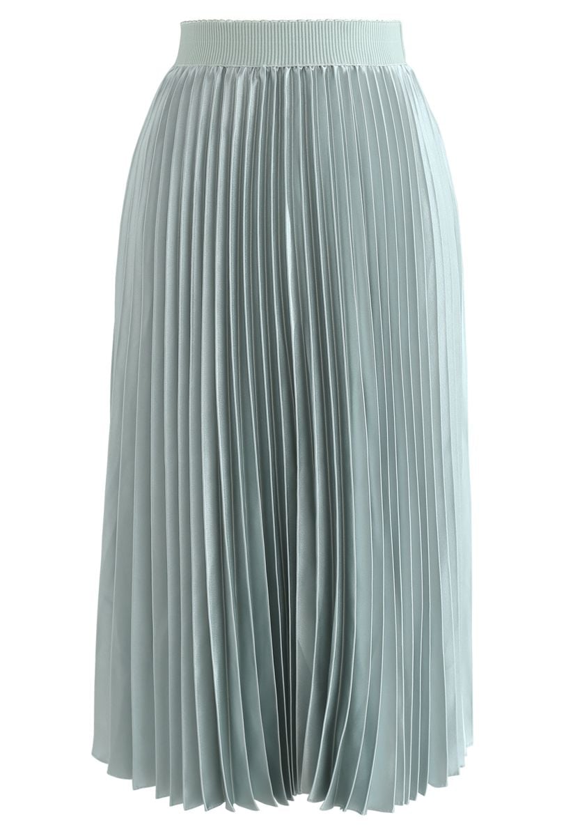 Glam Slam Pleated Midi Skirt in Mint